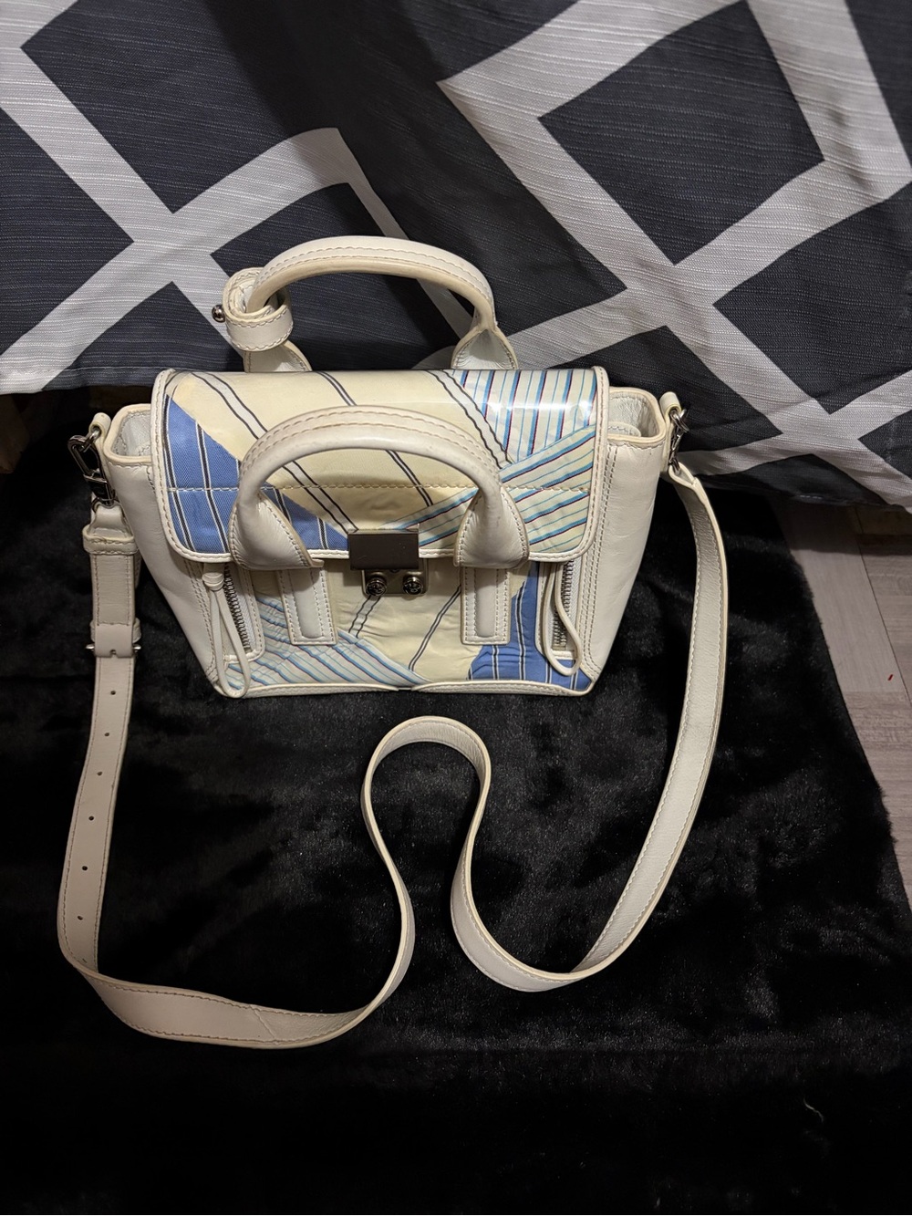 Phillip Lim Striped Shirting Cotton, PVC & Leather Pashli Mini Satchel Bag - Picture 12 of 12